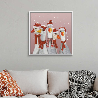 «Christmas Gaggle of Geese», reproduction d'art sur toile