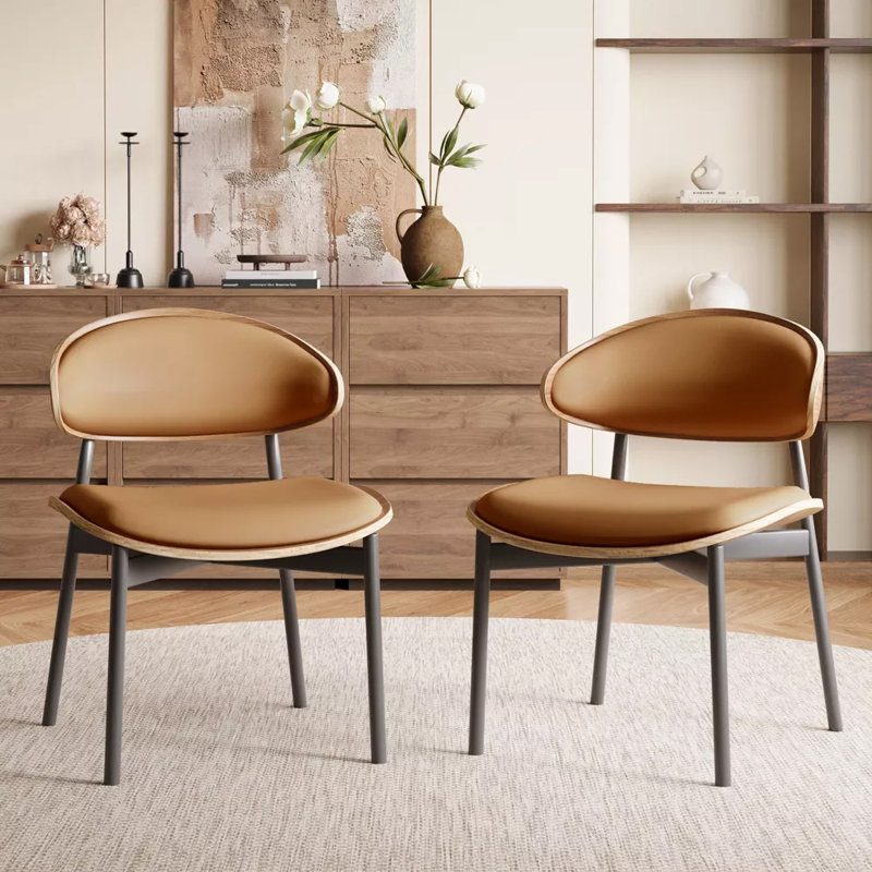 Ensemble de 2 chaises de salle à manger sans accoudoirs (siège rembourré doux / pieds en métal)
