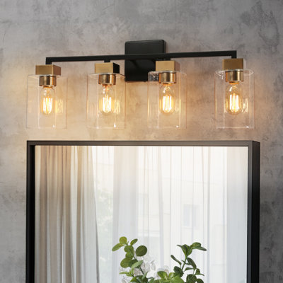 Nayomee Dimmable Black/Brass Rectangle Vanity Light