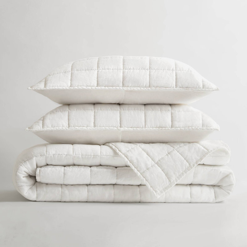 Premium Linen Bedding Sets, King/cal King, Rustic White Elegance