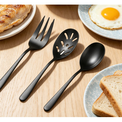 Ensemble de 5 grandes hôtesses 5 pièces en acier inoxydable noir mat 18/0, va au lave-vaisselle