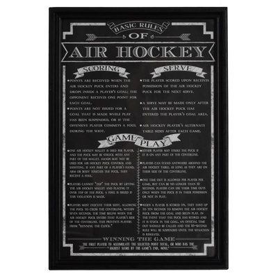 «Air Hockey Game Rules», art textuel encadré