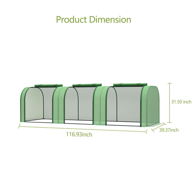 Mini Walk-In Greenhouse, Heavy Duty PE Cover with Sturdy Steel Frame & Roll-Up Zipper Door, Portable Garden Plant Tent for Indoor, Outdoor, Balcony or Patio - 117x39x31 Inches