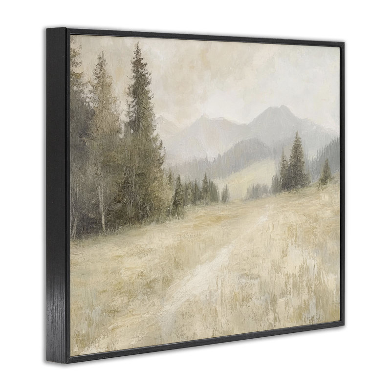 Fog on Mountain Valley Framed Giclee, design by Petal Prints Design, 11" H x 14" W, Midnight Black Framed Giclee