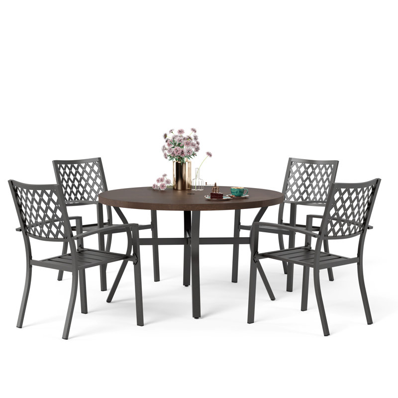 Armisha 4 - Person Patio Dining Set with Round Table