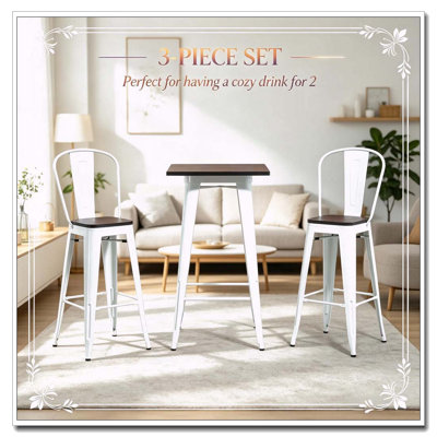 3-Piece Industrial Bar Table and Chairs Set