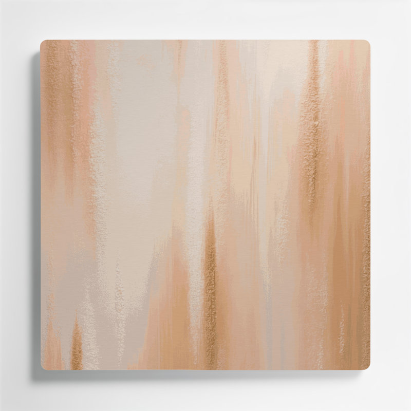 Art mural abstrait en métal beige 39, H 12 po x l 12 po