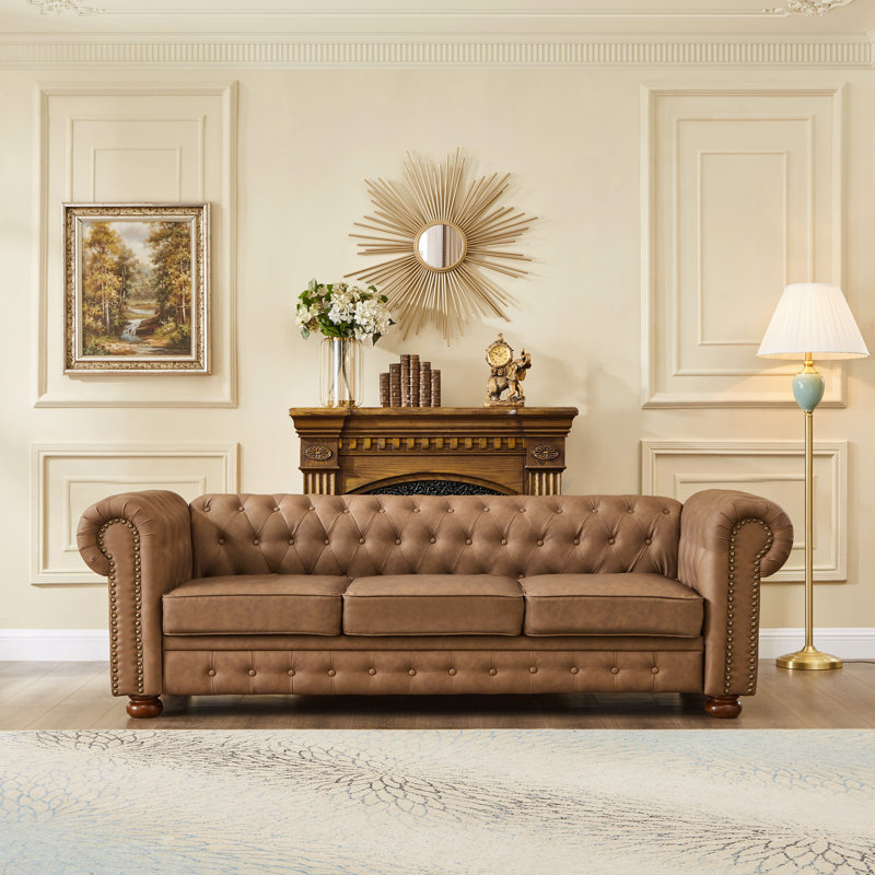 Canapé 88,5 po Chesterfield, Brun
