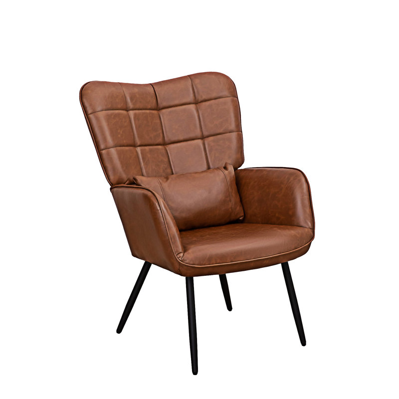 Chaise avec accoudoirs Modern, Cuir retravaillé brun