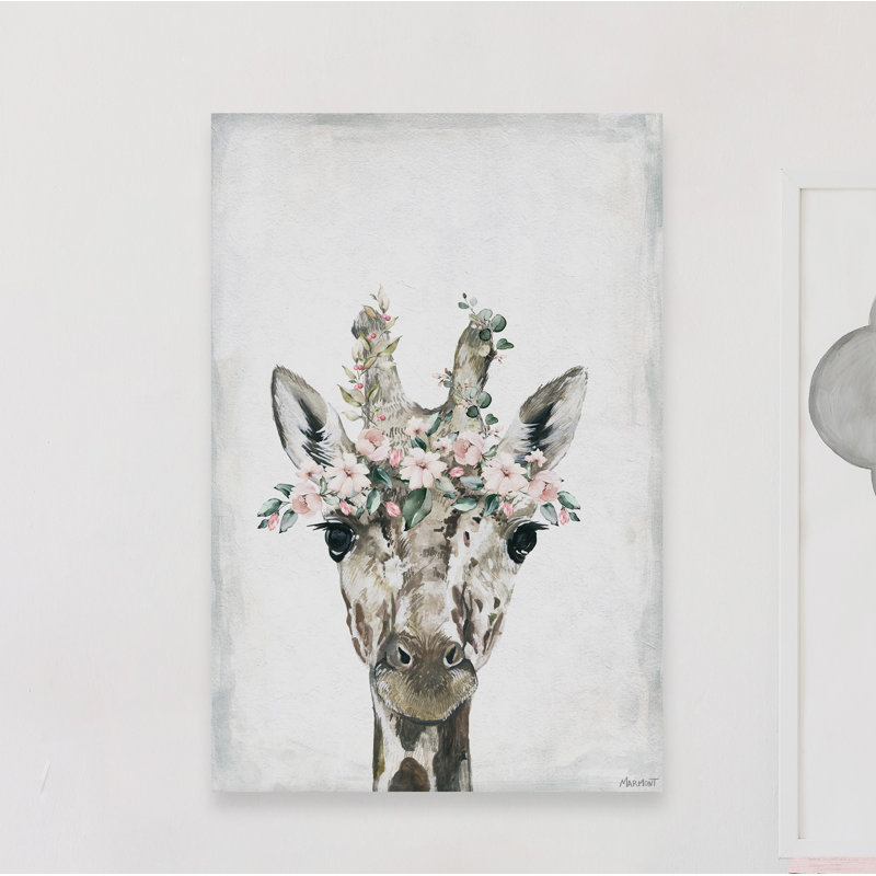 'Lovely Giraffe' Print On Wrapped Canvas, 45" H x 30" W x 1.5" D