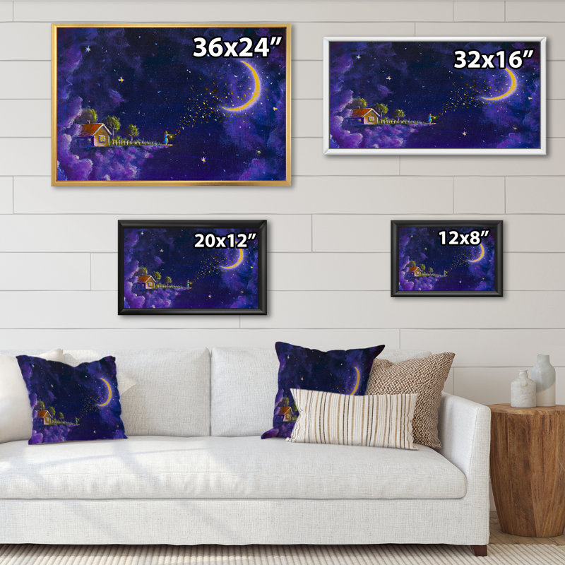 «Little House pendant la nuit mauve magique II», reproduction sur toile flottante, H 24 po x l 36 po x P 1 po