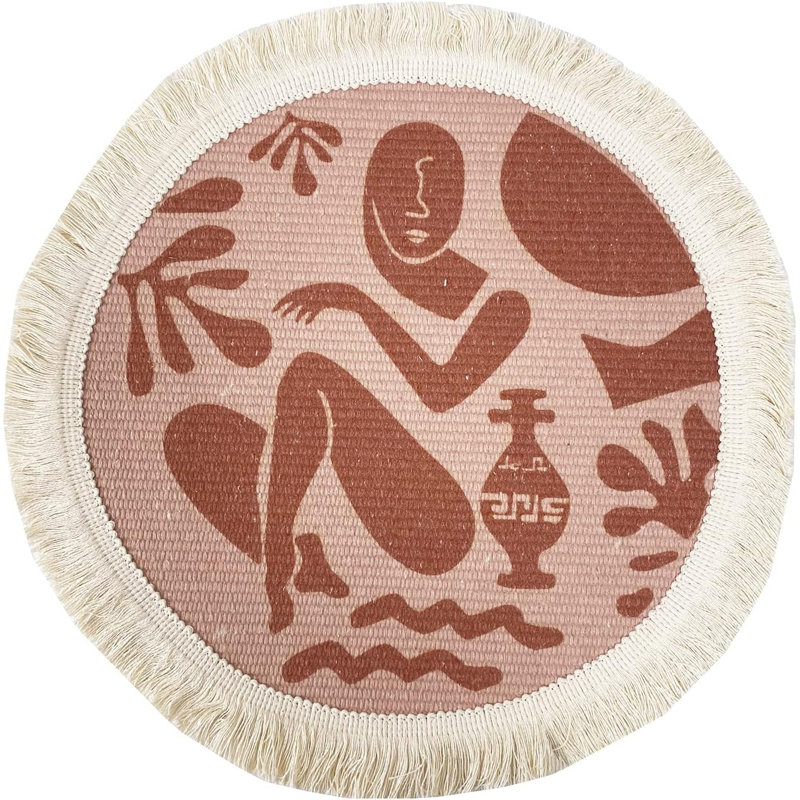 Abstract Round Placemat, Pink/Brick