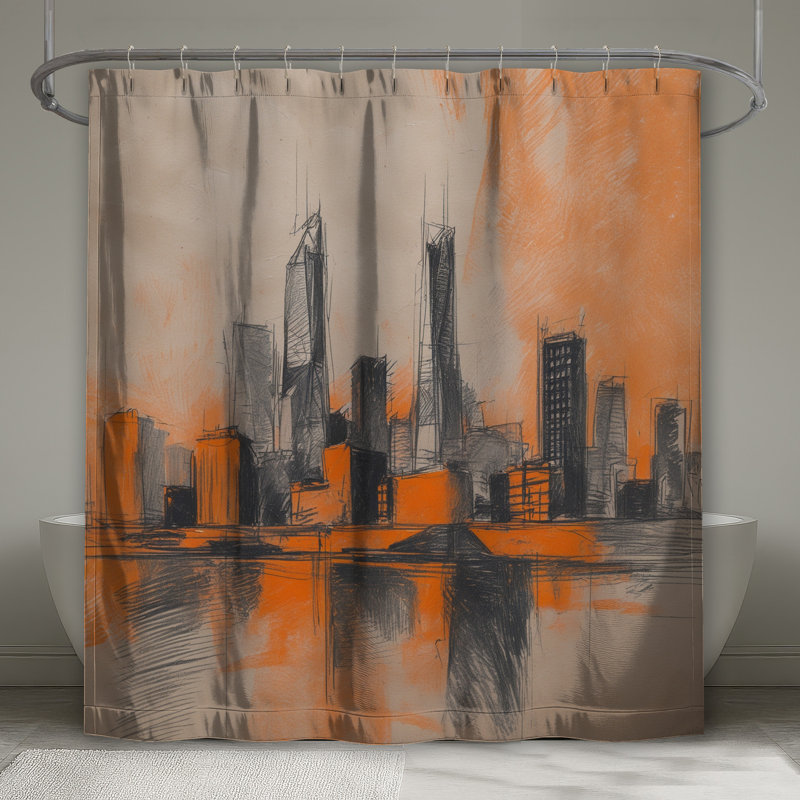 Rideaux de douche Orange City Skyline, 70 po L x 93 po H