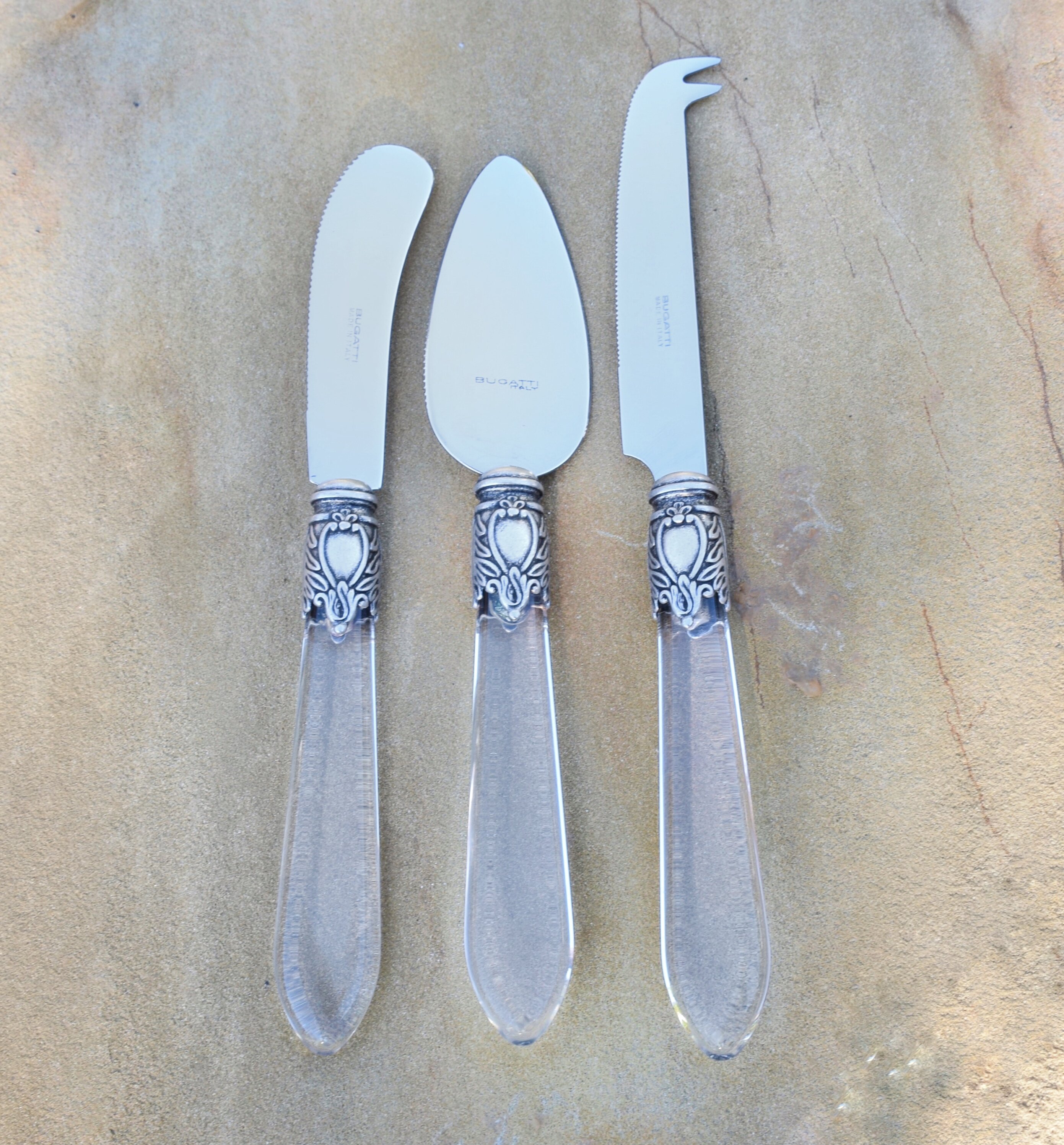 Blue Italian Cheese Knife and Spreader Set