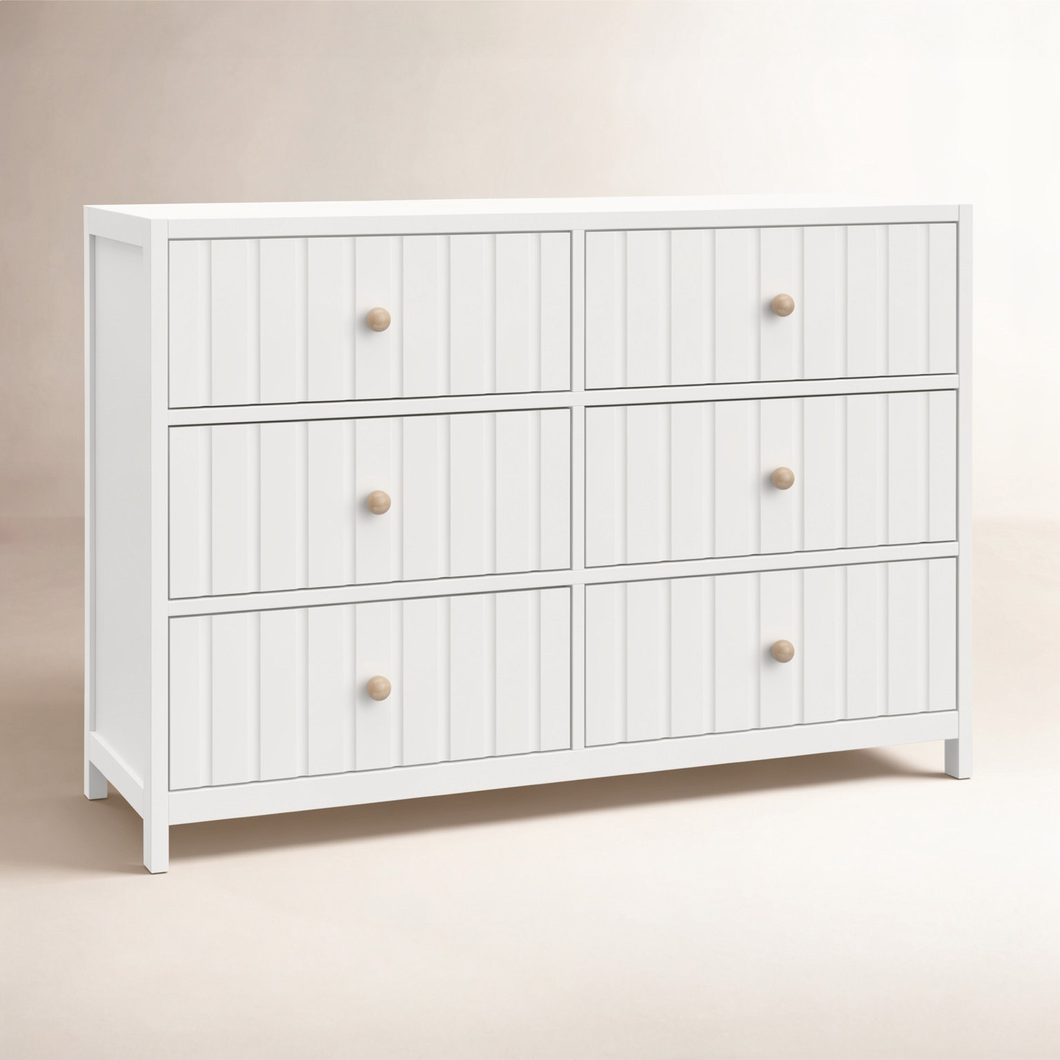 Teddi 6 Drawer Double Dresser, White