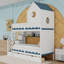 Lit simple au-dessus de simple en bois avec lumière DEL, 2 tiroirs et tablettes-946829293