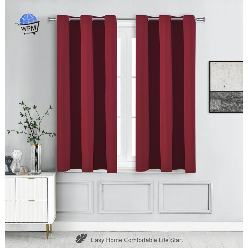 Blackout Drapes Curtains / Drapes Pair, 42" W x 45" L, Burgundy 