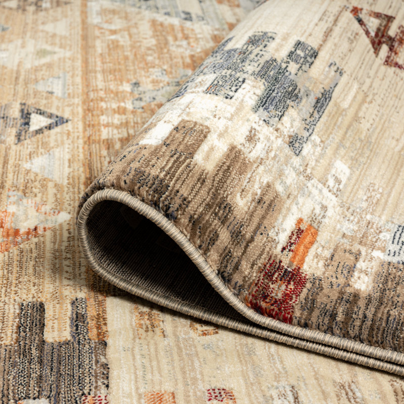Phoeba Southwestern Area Rug in Beige, Rectangle 9'6" x 13'