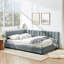 Structure de lit double capitonnée, canapé-lit avec dossier confortable et accoudoirs, lit double pour chambre à coucher, salon, velours (81 po x 60 po x 29,5 po)-1271103682