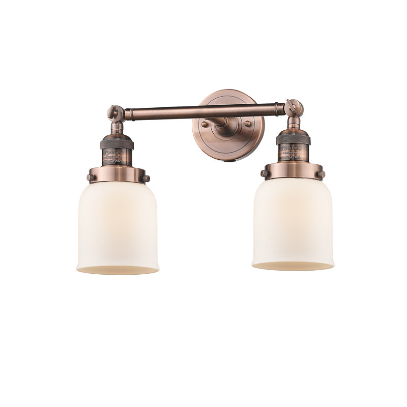 ClipperCove 2 - Light Dimmable Vanity Light, 6 Watt Vinage LED Bulb, Matte White Cased, Antique Copper