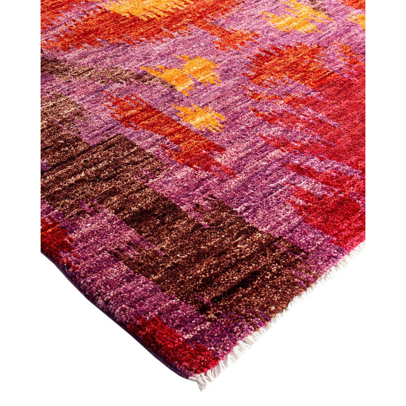 Contemporary One-of-a-Kind Rectangle 5'10" x 9'2" Hand Knotted Area Rug