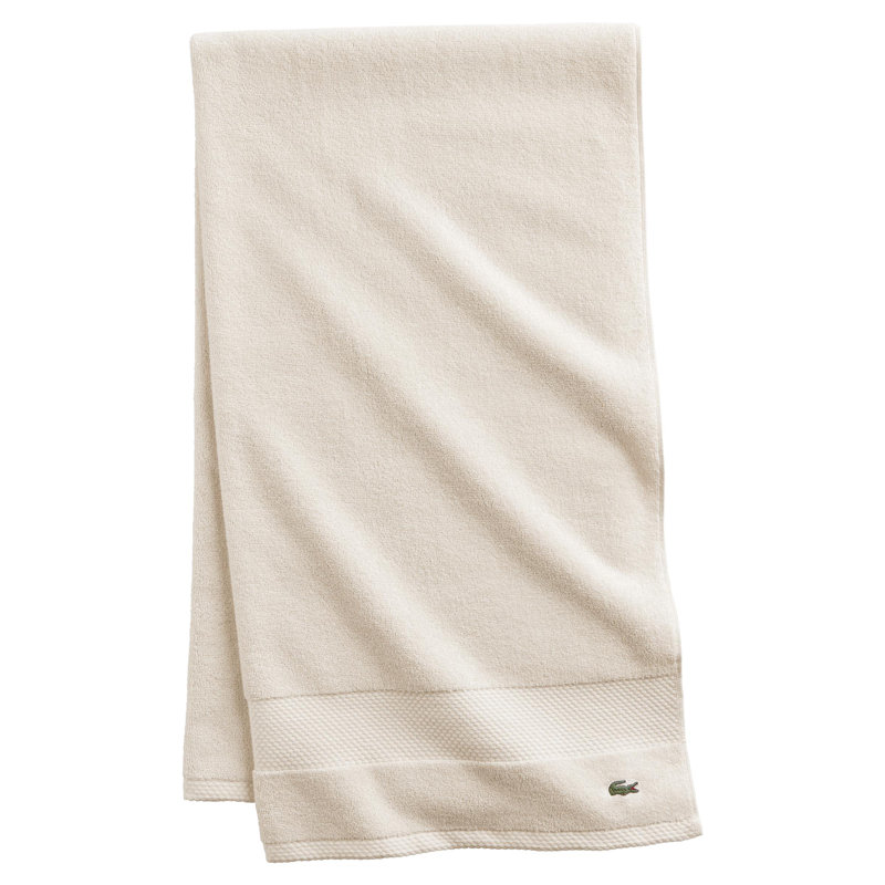 Lacoste Heritage 30X54 Cotton Bath Towel, 100% Supima Cotton, Micro-Fresh® Anti-Microbial, Chalk
