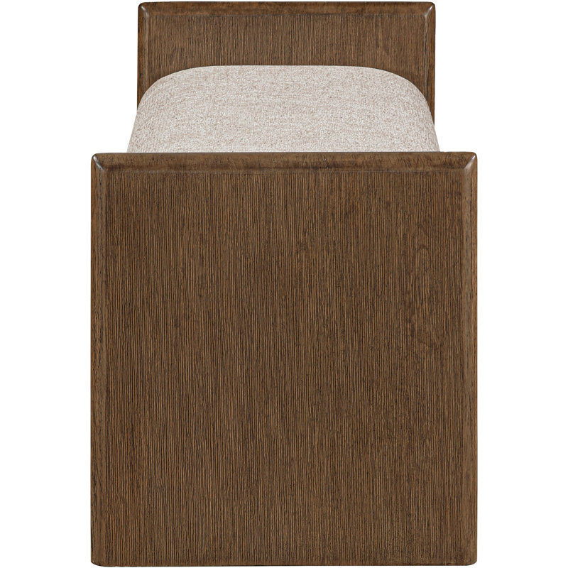 Banc rembourré en tissu beige Hickory, Beige Polyester Fabric, Brun