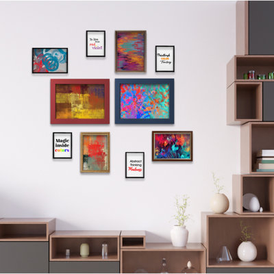 Giallobus - Set 10 Poster Da Parete - Raccolta Astratti Moderni 1 - Carta Patinata - | 2 X A3 42X30cm | 4 X A4 30X21cm | 4 X A5 21X15cm | - Senza CORNICI - Stampe Moderne Soggiorno