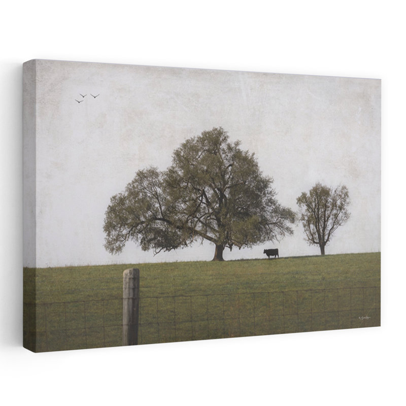 «Lonely One Contemporary Bird Cow Landscape Art»