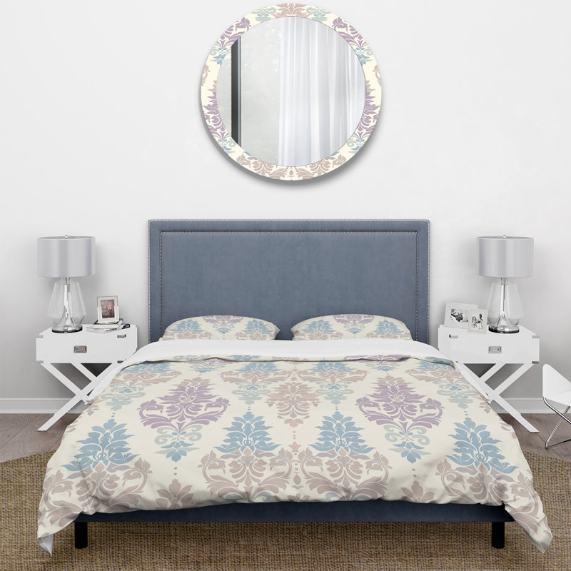 Ensemble de housse de couette Damask, Housse de couette pour grand lit + 2 taies décora