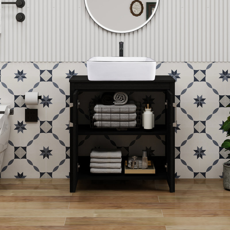 30" Free-Standing Modern Single Bathroom Vanity With Sink, Black