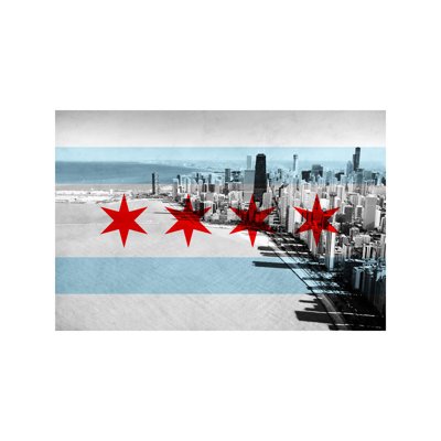 Chicago City Flag (Downtown Skyline) - Wrapped Canvas Print