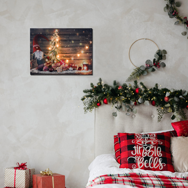 Art mural à piles avec éclairage - Gnome pour les Fêtes