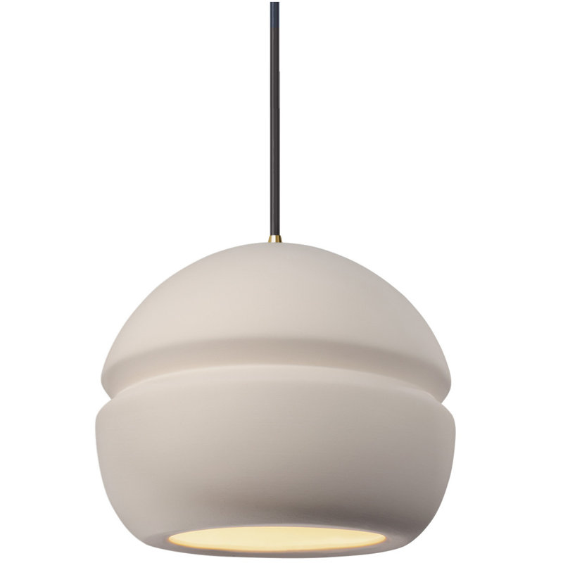 Luminaire suspendu à 1 lumière Logan, Laiton antique, Bisque