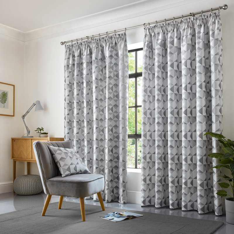 Stamper Room Darkening Curtain, 229 W x 274 D cm, Silver/Charcoal