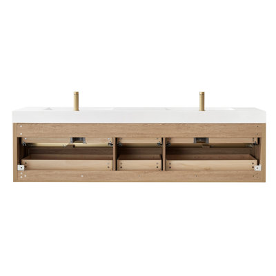 Vali 84" Double Sink Bath Vanity in North American Oak with Composite Sink Top