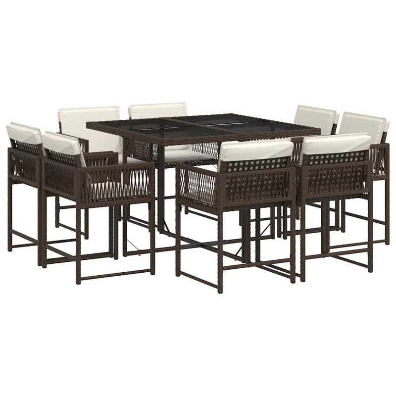Patio Dining Set with, Cream White, Brown, 73cm H x 110cm W x 106cm D