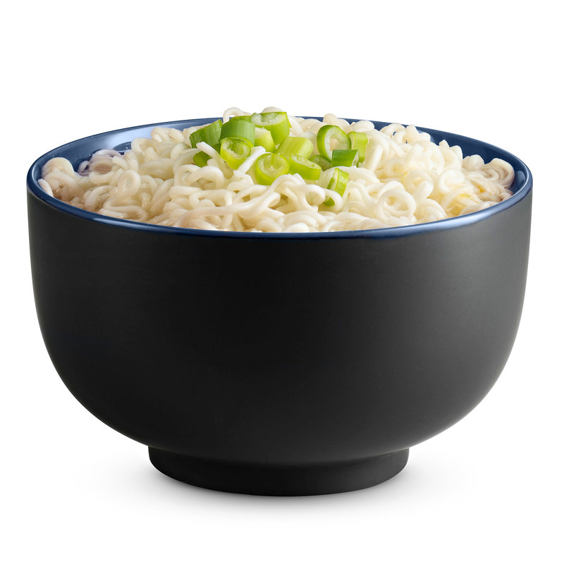 34 oz. Ceramic Japanese Noodle Bowl Set, Black/Navy