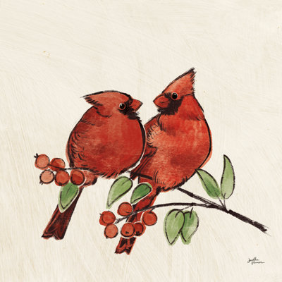 Christmas Lovebirds IX No Gold by Janelle Penner - Wrapped Canvas Painting