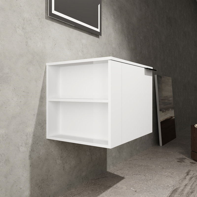 Lavabo de salle de bain 24 po pour salles de bain spacieuses - Armoire moderne sans lavabo, chêne blanc américain, composable, grands espaces de bain Gleam Composable blanc, chaleur excessive
