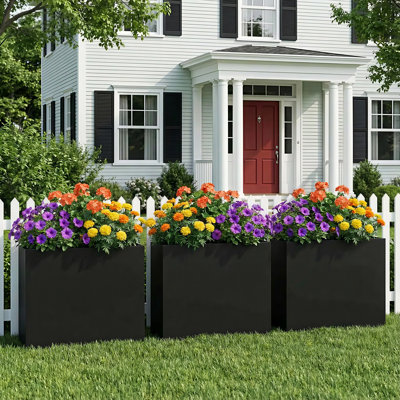 28'' H X 36'' W Indoor/Outdoor Modern Rectangle Planter Box with Drainage Hole Metal Large Tall Planters for Front Porch Patio