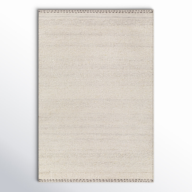 Halifax Handmade Handwoven Wool Area Rug in Light Beige, Rectangle 2' x 3'