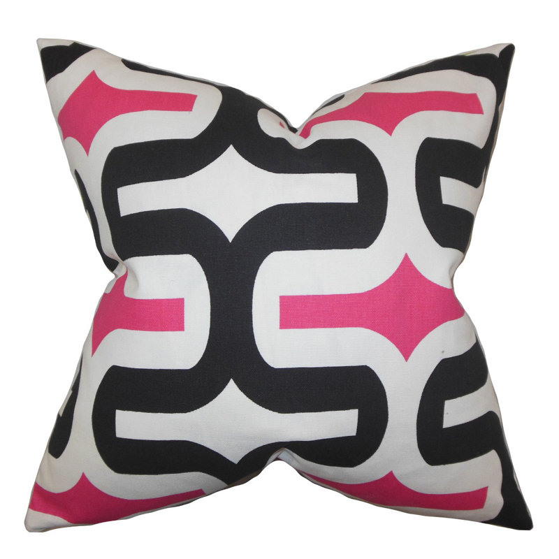 Jaslene Polyester Geometric Sham, Euro, Orange/Gray