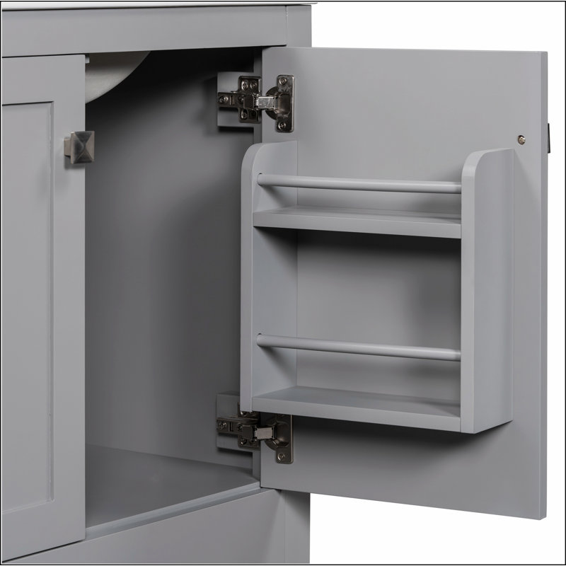 Meuble-lavabo de salle de bain avec lavabo simple, armoire encastrée combinée, Blanc