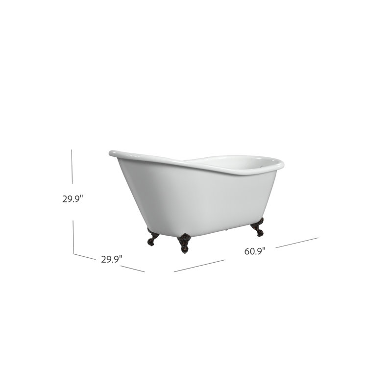 Jazma 61'' x 30'' Soaking Cast Iron Bathtub, Antique Bronze, White Interior with White Exterior