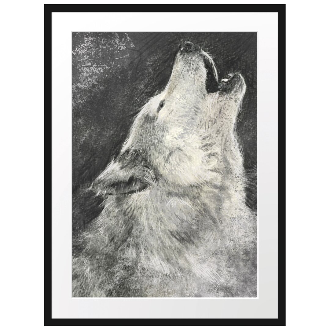 Gerahmtes Poster Heulender Wolf Kunst