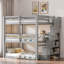 Triple lit superposé avec escalier de rangement-209986161