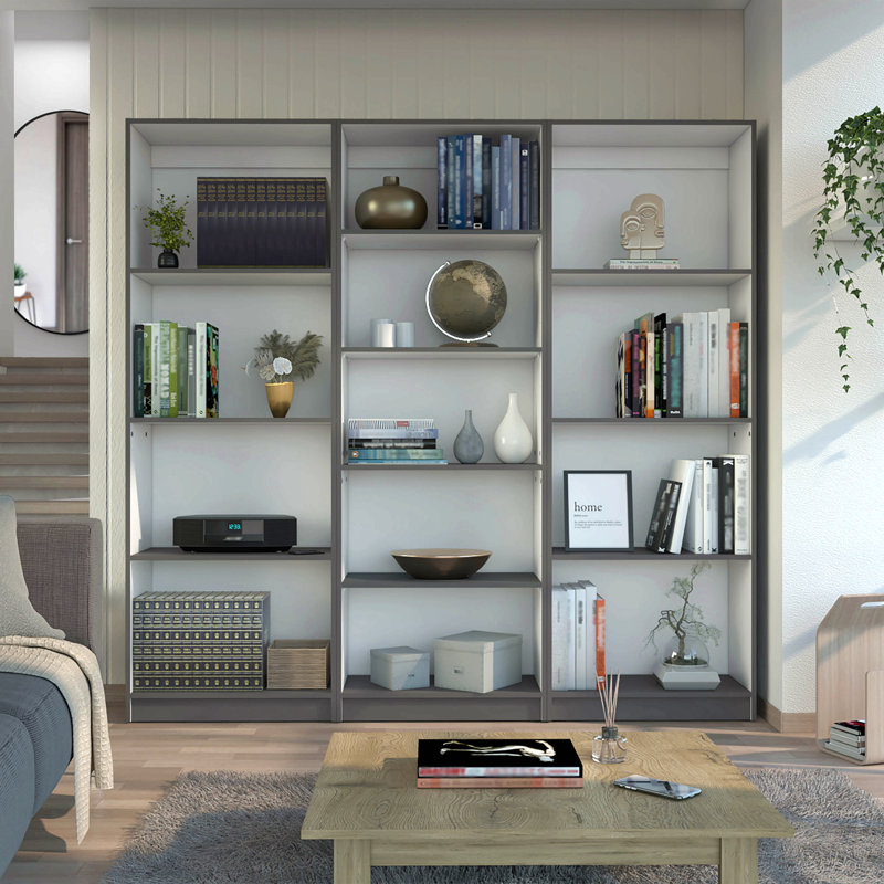 Bibliothèque Bkhome, 71.1"H x 74"W x 11.7"D, Blanc, 3