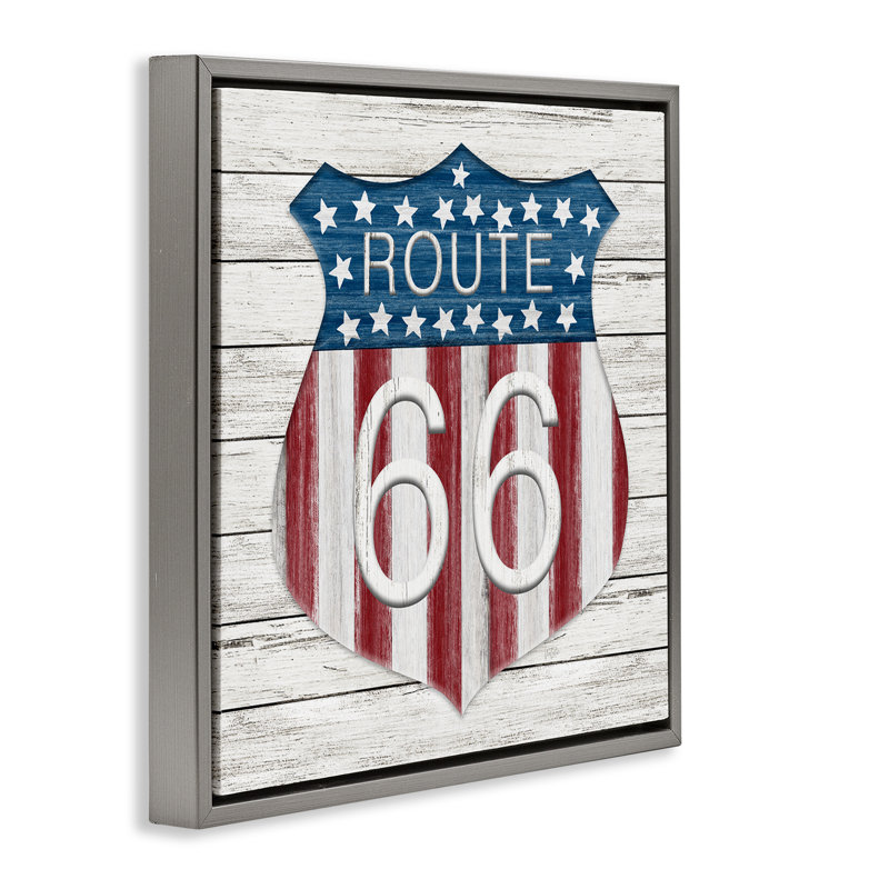  «Rustic Route 66», art mural encadré par Natalie Carpentieri, Cadre flottant gris lustré, H 18 po x l 18 po