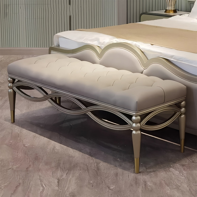 Banc rembourré en cuir de vache Coenraad, H 18,11 po x l 59,05 po x P 17,71 po